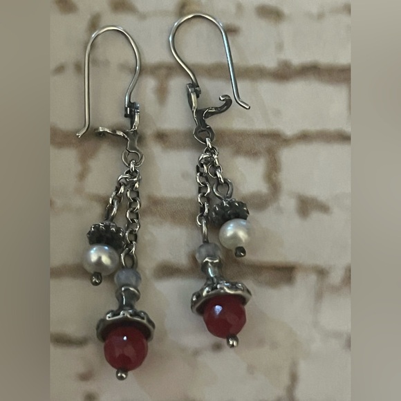Silpada Sterling Silver and Ruby New Jade 
Earrings - Picture 5 of 6